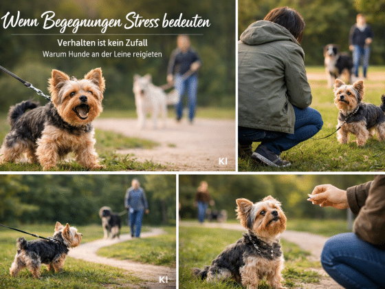 Verschieden Szenarien in einem Park mit einem reaktiven Terrier.