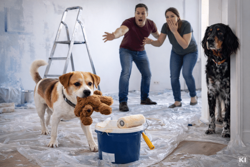 Hunde im Renovierungsstress