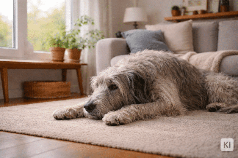 Wolfshund auf seinem Platz