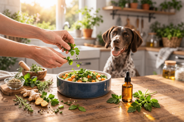 Bitterstoffe beim Hund richtig einsetzen in der Küche mit frischen Kräutern und Tinktur